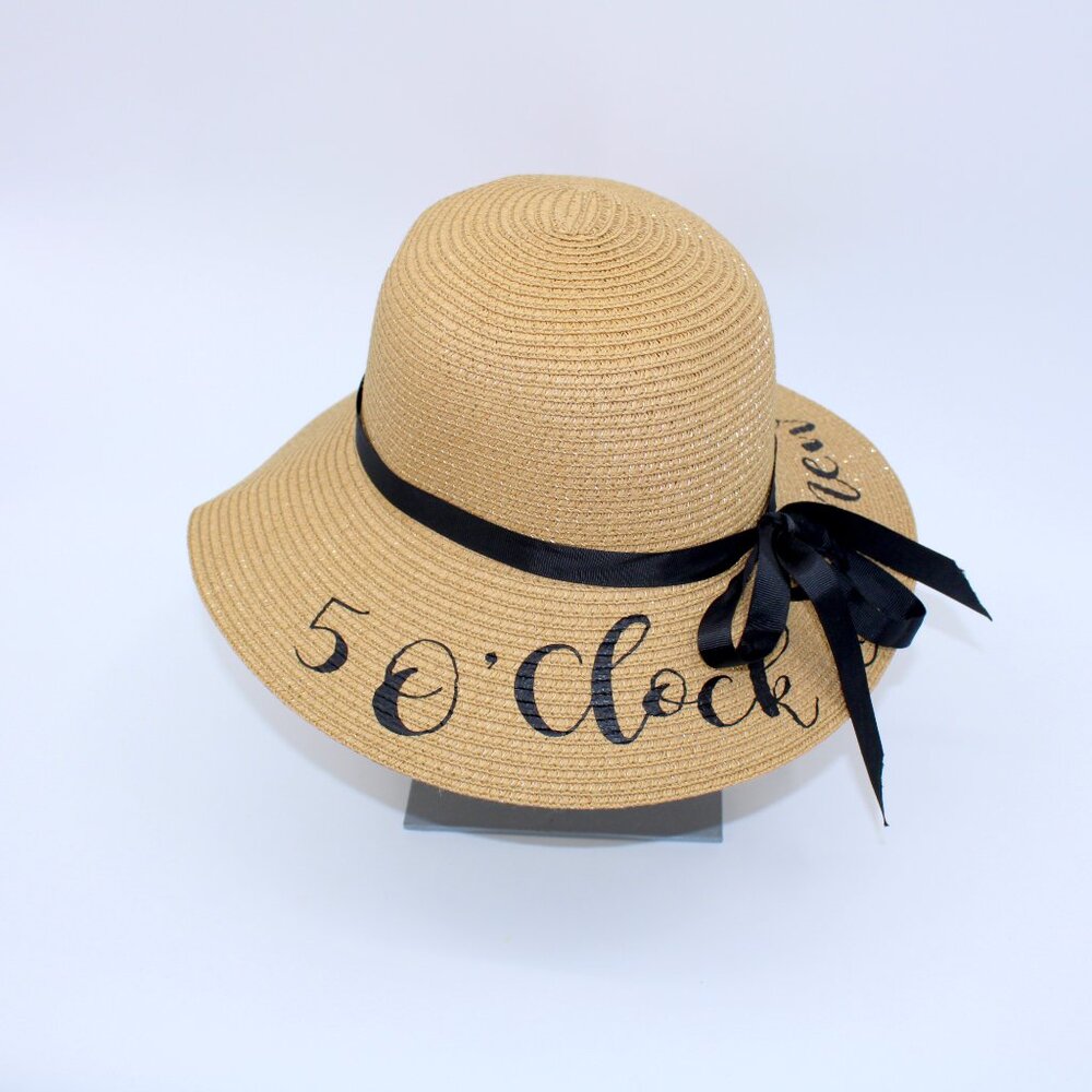 Women Floppy Sun Hat with Wide Brim '5 o'Clock Somewhere' - Picture 4 of 5